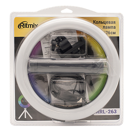 Кольцевая лампа диаметром 26 см со штативом высотой 8-30 см Ritmix RRL-263 черная