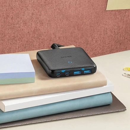 Зарядное устройство сетевое с двумя Type-C и двумя USB входами 65W 4A Anker PowerPort Atom III (быстрая зарядка PD) черное