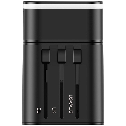 Переходник для розетки универсальный c USB и Type-C 3А 18W (быстрая зарядка) Baseus Removable черный