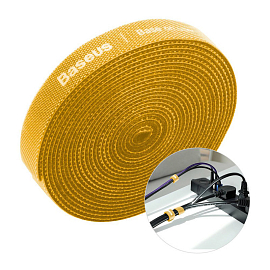 Органайзер кабеля стяжка на липучке Baseus рулон 3 метра желтый