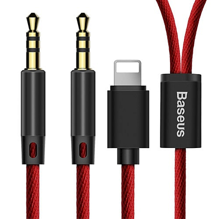 Кабель 3,5 мм - 3,5 мм, Lightning (папа - папа, папа) Aux 1,2 м Baseus L33 красный