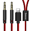 Кабель 3,5 мм - 3,5 мм, Lightning (папа - папа, папа) Aux 1,2 м Baseus L33 красный