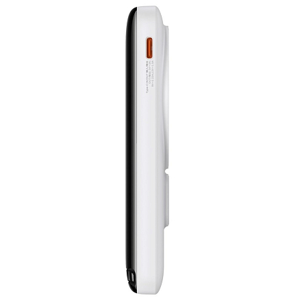 Внешний аккумулятор Baseus Magnetic Bracket с беспроводной зарядкой MagSafe 10000мАч (USB, Type-C, ток 3А, быстрая зарядка QC, PD, 20Вт) белый