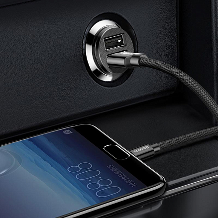 Зарядное устройство автомобильное с двумя USB входами 3.1А Baseus Grain черное