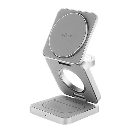 Беспроводная зарядка 3-в-1 MagSafe для iPhone, AppleWatch и AirPods 25W uBear Balance титановая