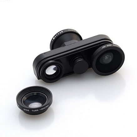 Объектив для iPhone 5, 5S, SE Forever SL-210 4-в-1: 2хFisheye, Wide-Angle, Macro черный