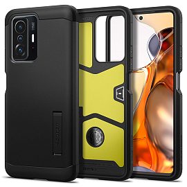 Чехол для Xiaomi 11T, 11T Pro гибридный для экстремальной защиты Spigen Tough Armor черный