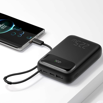 Внешний аккумулятор McDodo MC-3243 с встроенным кабелем Type-C 10000мАч (USB, Type-C, Lightning, 22.5 Вт) черный