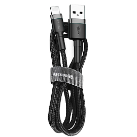 Кабель USB - Lightning для зарядки iPhone 1 м 2.4А плетеный Baseus Cafule черно-серый