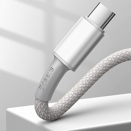 Кабель Type-C - Type-C длина 1 м 5A 20V 100W плетеный Baseus High Density (быстрая зарядка PD, QC 3.0) белый