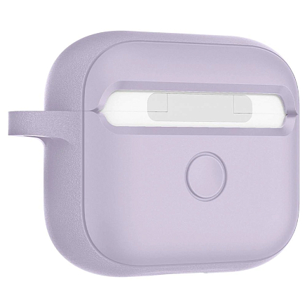 Чехол для наушников AirPods 3 силиконовый с карабином Spigen Silicone Fit фиолетовый