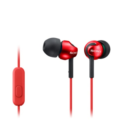 Наушники Sony MDR-EX110AP вакуумные с микрофоном красные
