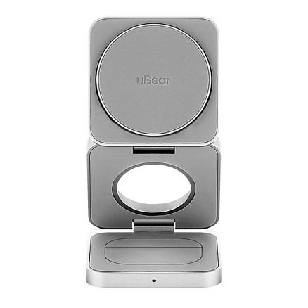 Беспроводная зарядка 3-в-1 MagSafe для iPhone, AppleWatch и AirPods 25W uBear Balance титановая