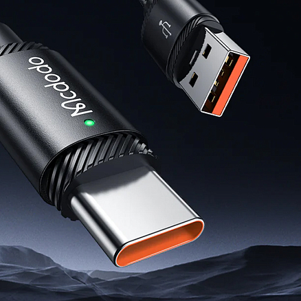 Кабель Type-C - USB 2.0 для зарядки 1,5 м 6А 120W плетеный McDodo CA-4730 (быстрая зарядка Huawei, QC, PD) черный