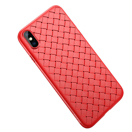 Чехол для iPhone X, XS гелевый ультратонкий Rock Ultrathin Weave красный