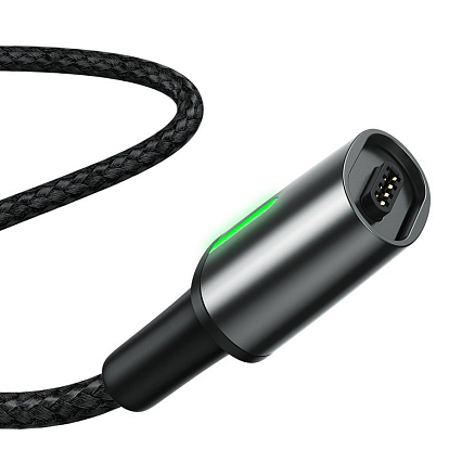 Кабель USB - MicroUSB, Lightning, Type-C 2 м 2А со сменными штекерами магнитный плетеный Baseus Zinc черный