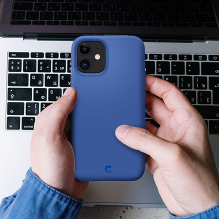 Чехол для iPhone 12 Mini силиконовый Spigen Cyrill Silicone синий