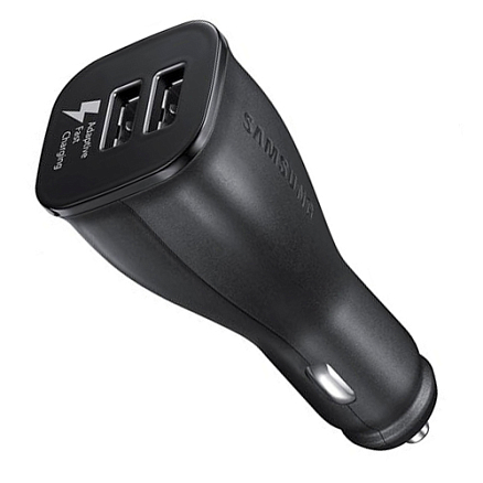 Зарядное устройство автомобильное с двумя USB входами 2А и microUSB кабелем Samsung EP-LN920BBEGRU черное
