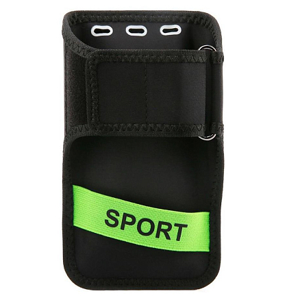 Чехол универсальный для телефона до 5 дюймов спортивный на запястье Baseus Flexible черно-зеленый