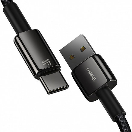 Кабель Type-C - USB 2.0 для зарядки 1 м 6А 66W Baseus Tungsten Gold (быстрая зарядка) черный