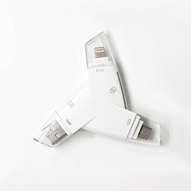 Картридер MicroSD, SD для Lightning, Type-C, USB Nova белый