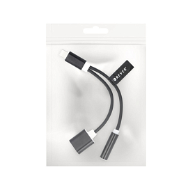 Переходник Lightning - 3,5 мм, Lightning (папа - мама, мама) Forever черный