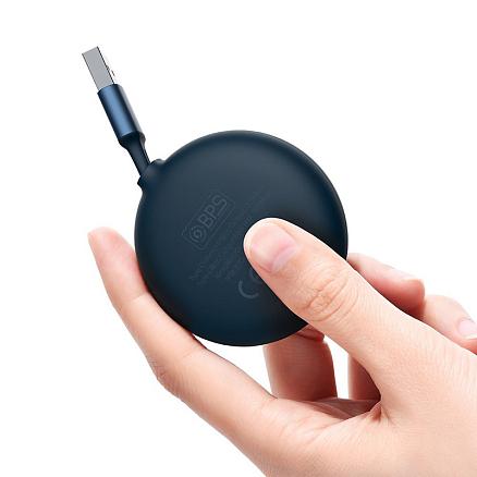 Кабель USB - MicroUSB, Lightning, Type-C для зарядки 1,2 м 3.5А плоский Baseus Bright Mirror синий