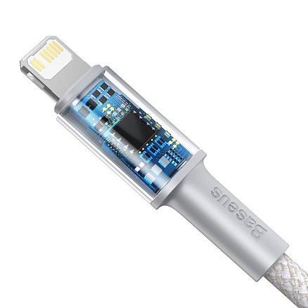 Кабель Type-C - Lightning для зарядки 2 м 20W плетеный Baseus High Density (быстрая зарядка PD) белый