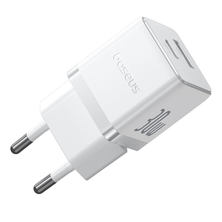 Зарядное устройство сетевое с USB и Type-C входами 3А 30W с кабелем Type-C 60W Baseus Palm (быстрая зарядка PD) белое