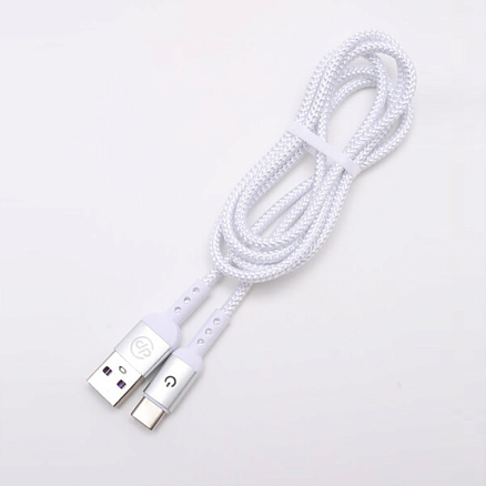 Кабель Type-C - USB для зарядки 1 м 5А плетеный Digitalpart TC-310 белый