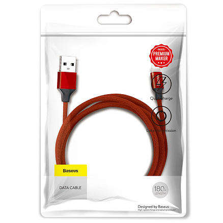 Кабель USB - Lightning для зарядки iPhone 1,8 м 2A плетеный Baseus Yiven красный
