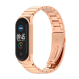Сменный браслет для Xiaomi Mi Band 3 и Mi Band 4 металлический Nova Metal Link розовое золото