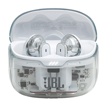 Наушники TWS беспроводные JBL Tune Beam Ghost вакуумные с микрофоном прозрачно-белые