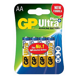 Батарейка LR6 Alkaline (пальчиковая большая AA) GP UltraPlus упаковка 4 шт.