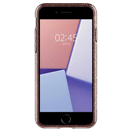 Чехол для iPhone 7, 8, SE 2020, SE 2022 гелевый ультратонкий Spigen Liquid Crystal Glitter прозрачный розовый
