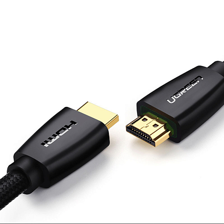 Кабель HDMI - HDMI (папа - папа) длина 10 м версия 2.0 4K 60Hz плетеный Ugreen HD118 черный