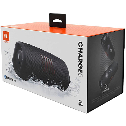 Портативная колонка JBL Charge 5 с защитой от воды и аккумулятором для телефона на 7500мАч черная