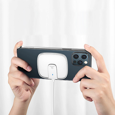 Беспроводная магнитная зарядка MagSafe для iPhone 15W Usams US-CD153 белая