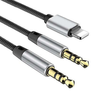 Кабель 3,5 мм - 3,5 мм, Lightning (папа - папа, папа) Aux 1,2 м Baseus L33 черный