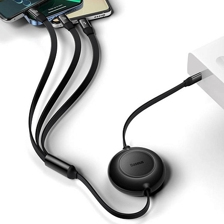 Кабель Type-C - MicroUSB, Lightning, Type-C 1,1 м 3.5A 100W Baseus Bright Mirror черный