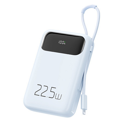 Внешний аккумулятор McDodo MC-3254 с встроенным кабелем Lightning 10000мАч (USB, Type-C, Lightning, 22.5 Вт) голубой