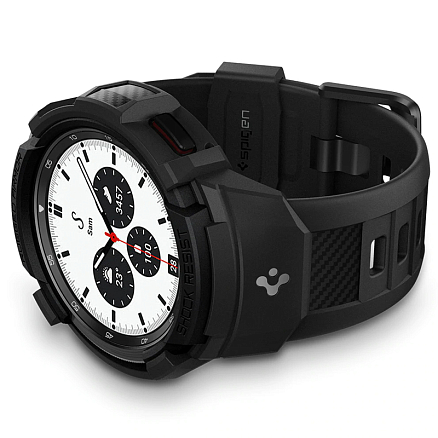 Чехол с ремешком для Samsung Galaxy Watch 4 Classic 42 мм гелевый Spigen Rugged Armor Pro темно-серый