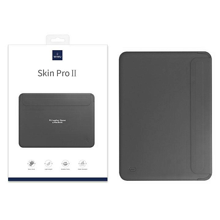 Чехол для Apple MacBook Pro 16 Touch Bar A2141 кожаный футляр WiWU Skin Pro II темно-серый