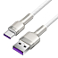 Кабель Type-C - USB для зарядки 1 м плетеный 6А 66W Baseus Cafule Metal Data CAKF000102 (быстрая зарядка) белый