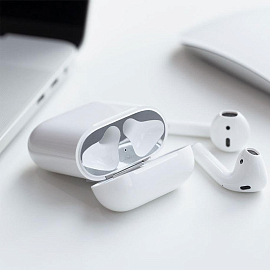 Наклейка пылезащитная на кейс AirPods, AirPods 2 Spigen SGP Shine Shield серебристая 2 шт.