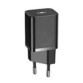 Зарядное устройство сетевое с Type-C входом 3А 20W Baseus Super Si CCSUP-B01 (быстрая зарядка PD) черное