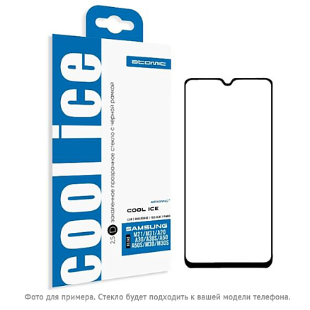 Защитное стекло для Samsung Galaxy A12, M12, A02s, A02, A03s, A03, A13 5G на весь экран противоударное Atomic Cool Ice 2.5D черное