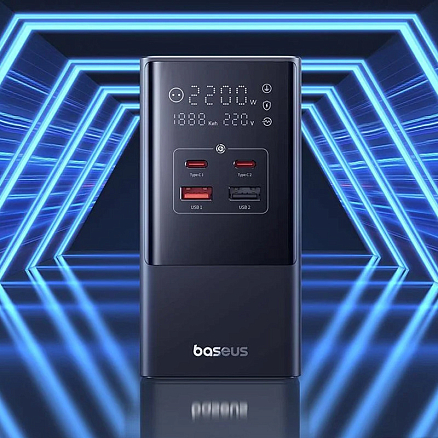 Сетевой фильтр на 2 розетки, 2 USB, 2 Type-C 35W GaN длина 1.5 м Baseus CCGAN35-S3ACE