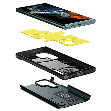 Чехол для Samsung Galaxy S22 Ultra гибридный для экстремальной защиты Spigen Tough Armor зеленый