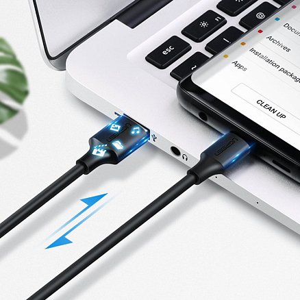 Кабель Type-C - USB длина 0,5 м 3A Ugreen US287-60115 (быстрая зарядка QC 3.0) черный